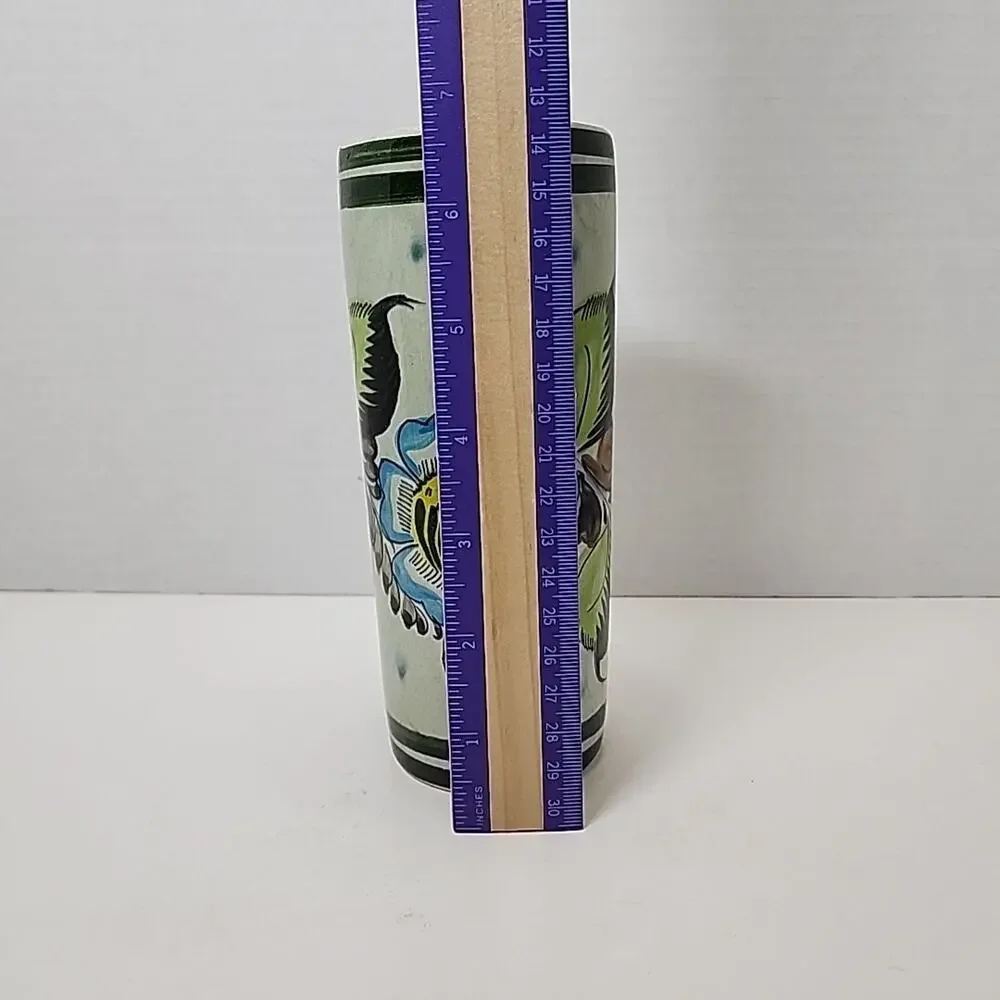 Vtg Hand Painted Mexican Pottery Tonala Floral 6.5